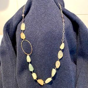 Multi-colored quartz crystal and sterling silver necklace
